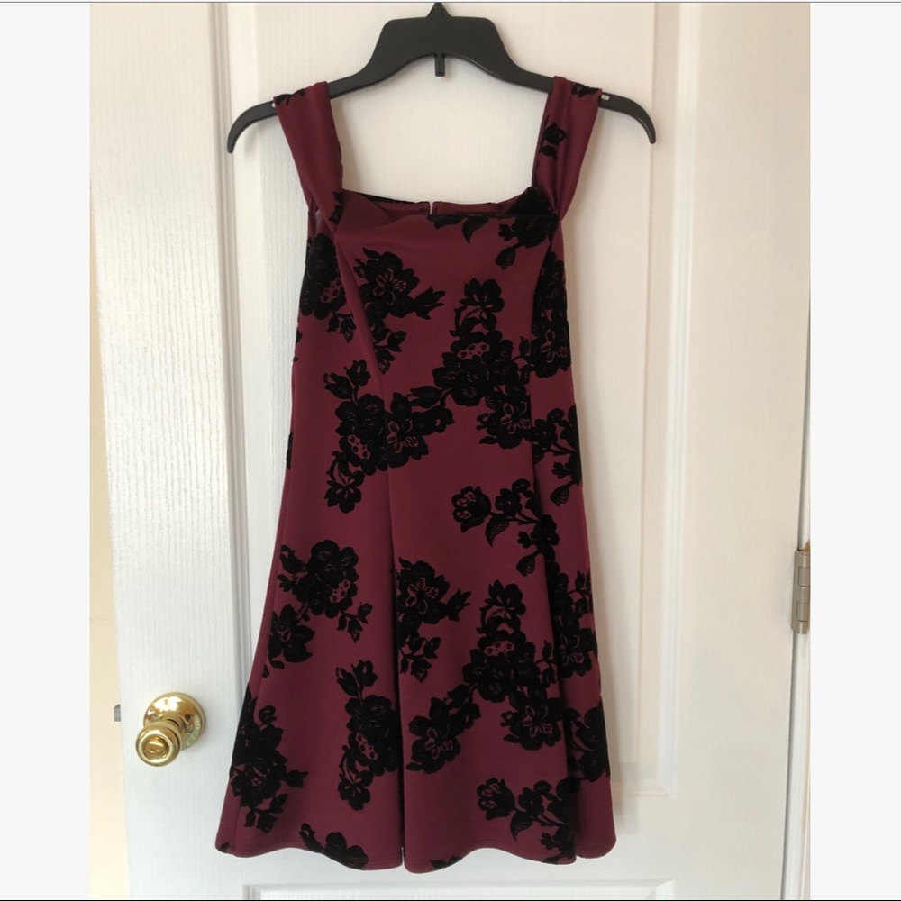 Red floral off the shoulder homecoming dress